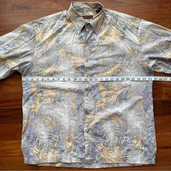 Tori Richard Button Down Hawaiian Shirt Mens Large Palm Leaf Print Gray - Picture 3 of 9